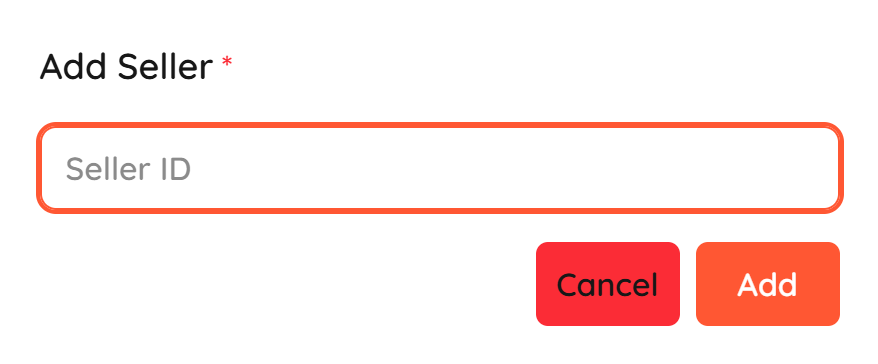Add seller interface showing how to input seller IDs for tracking